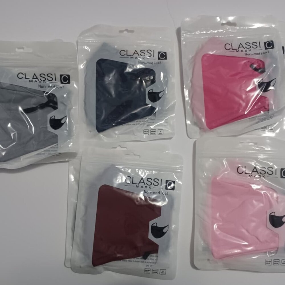 Classi-C Reusable Face Masks W Filter Pocket, 5 colors Non-Medical, Pack of 10